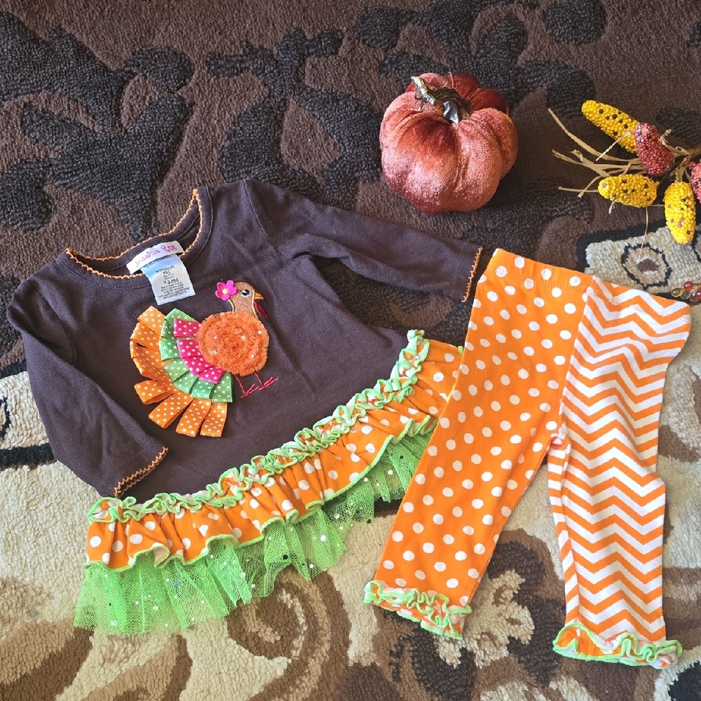 Fall Festive Turkey Kids Set Boutique Adorable! Thanksgiving Outfit Embroidred!
